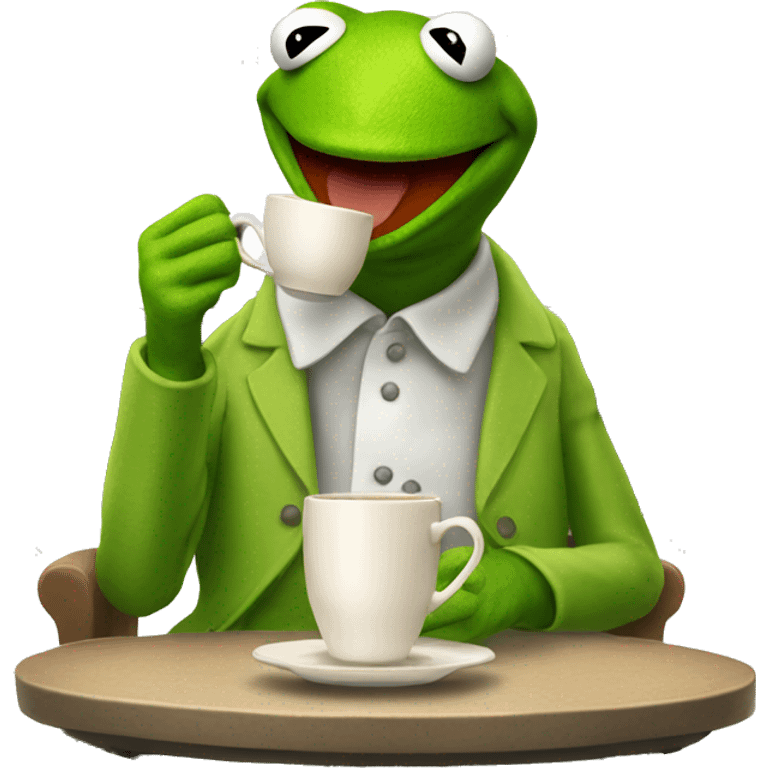 Kermit the frog sipping tea emoji