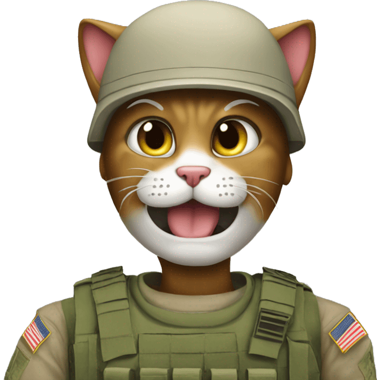 cat mad at military guy emoji