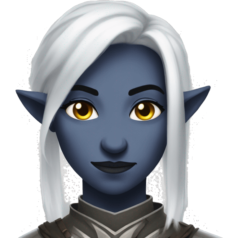 Female drow paladin smirking angry grin emoji