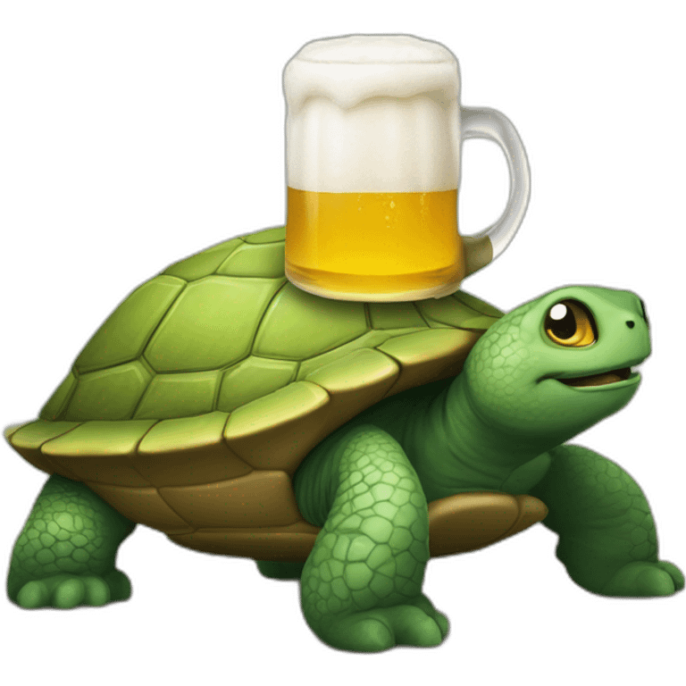 Un chat sur une tortue buvant une bière  emoji