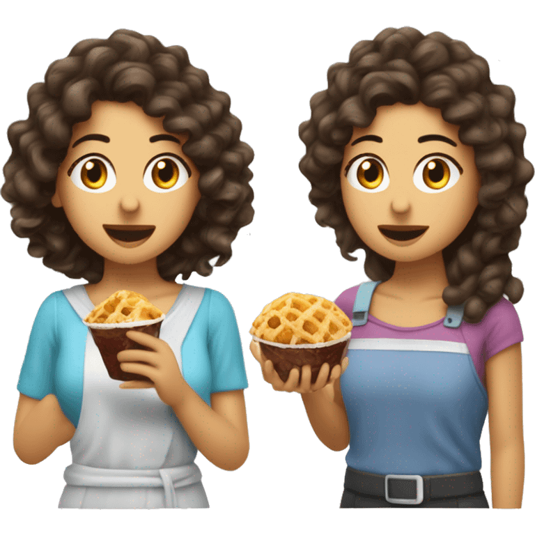 Maya Aissaoui brune arabe cheveux longs bouclés en train de manger une glace  emoji