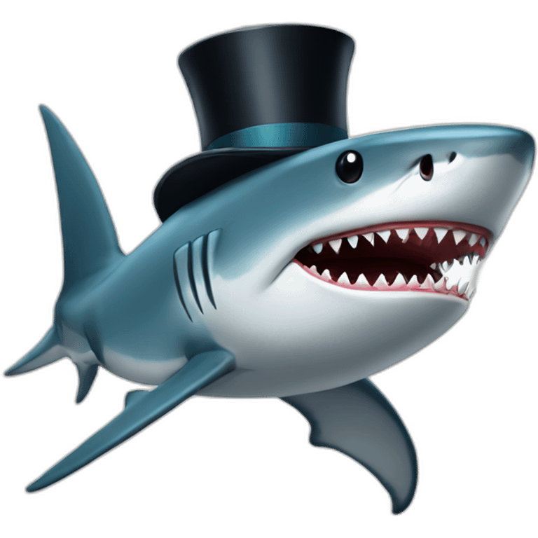 Shark with a top hat emoji