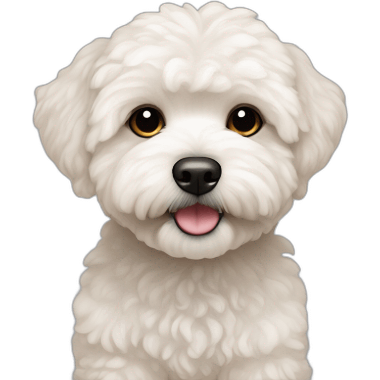 White maltipoo, creme ears, with black eyes  emoji