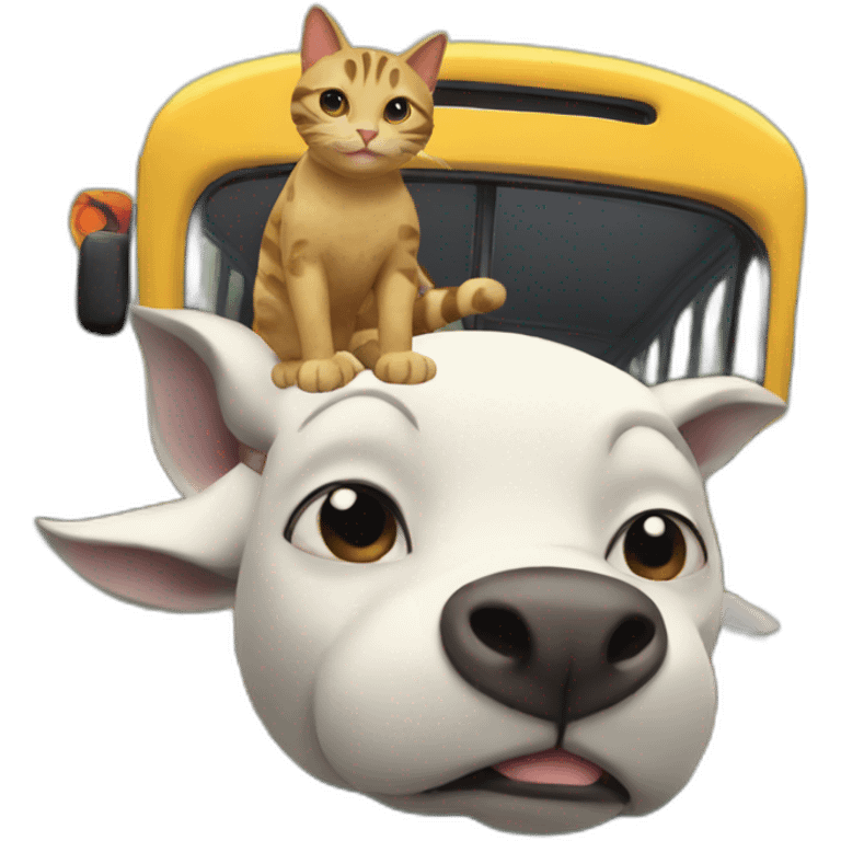 Cat over a cow on the bus emoji