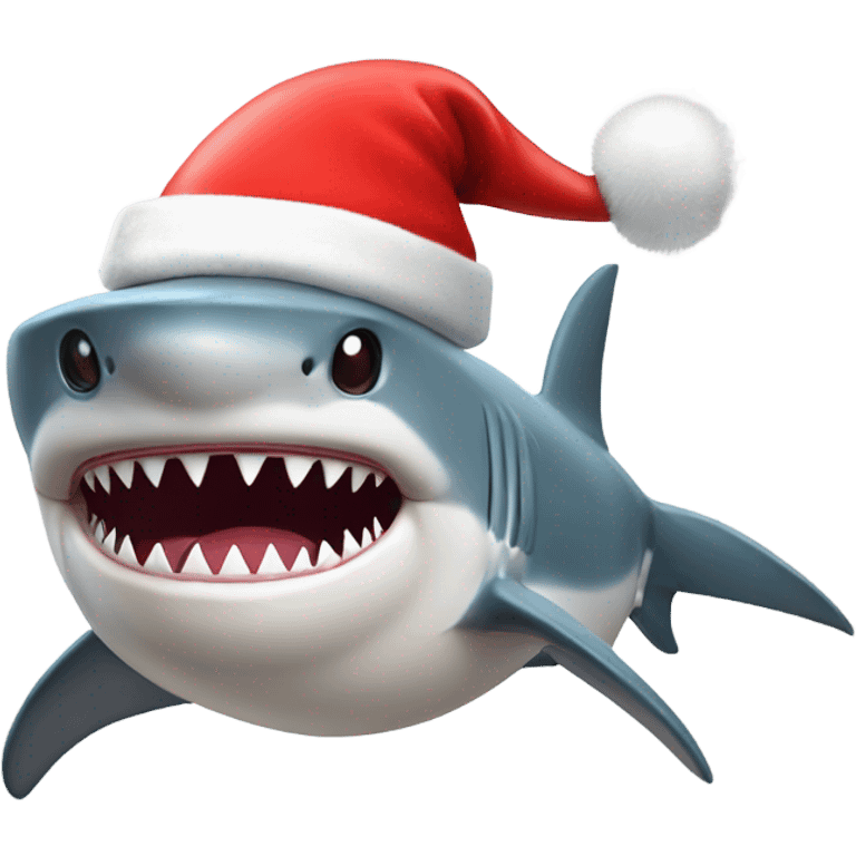 shark wearing a santa hat emoji