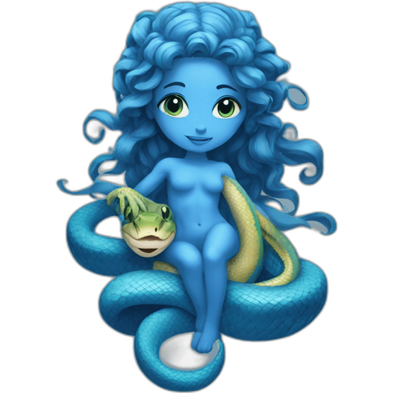 blue goddess with cute python emoji