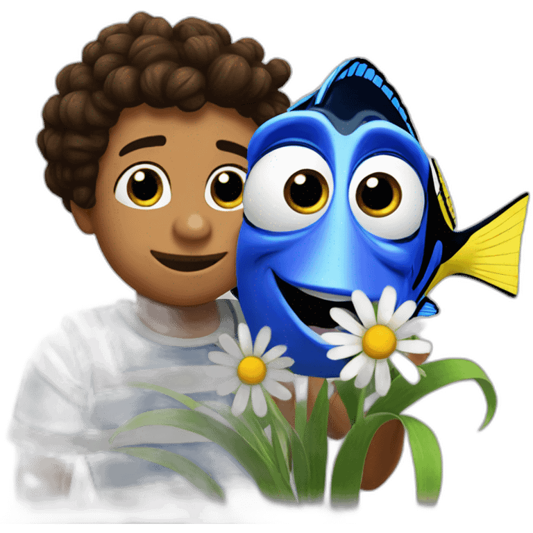 dory with a daisy emoji