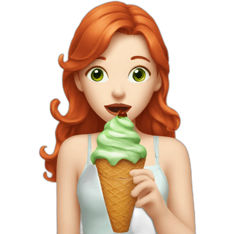 greeneyed redhead licking icecream emoji