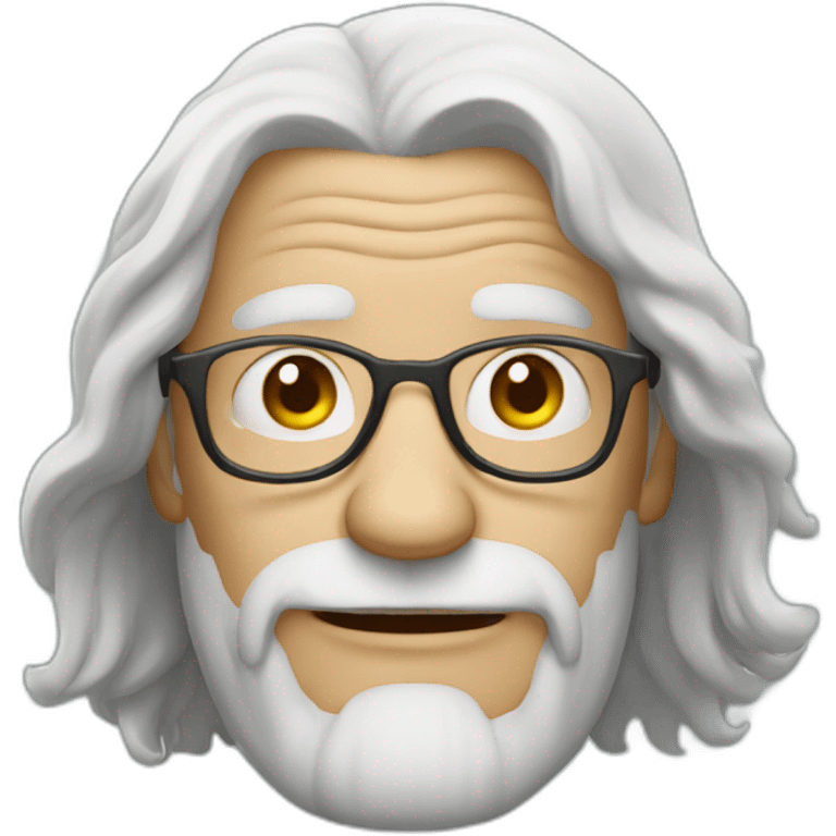 white old man with glasses and gry long hair emoji