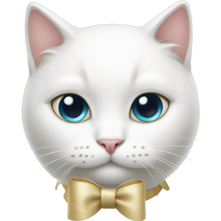 white cat with bow emoji