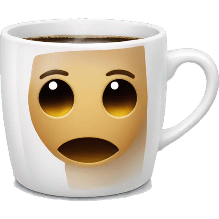 White mug with coffe emoji