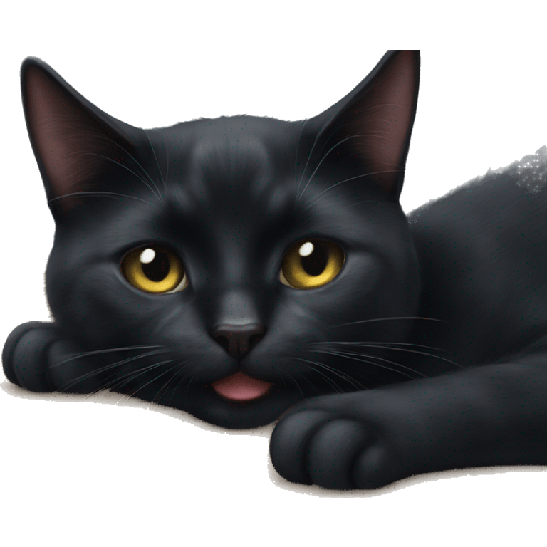 black cat licking an ice cube emoji