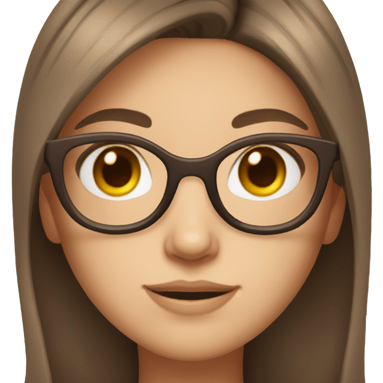 girl with fair skin and long strait middle part brown hair and brown eyes with glasses  emoji