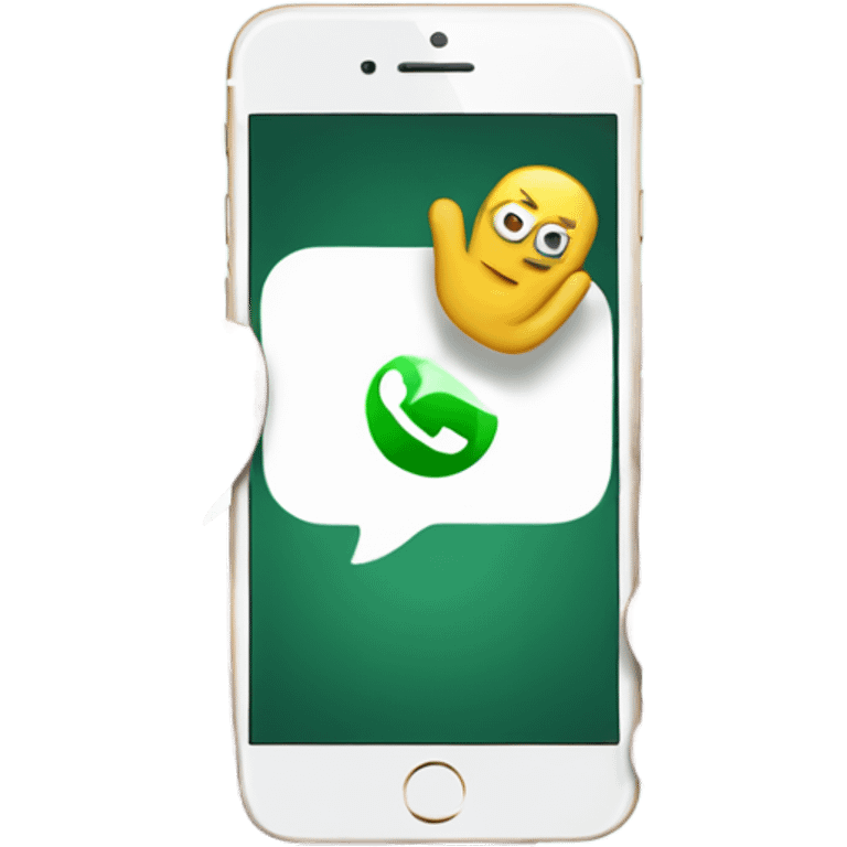 hand holding iphone with a whatsapp emoji in the iphone screen emoji