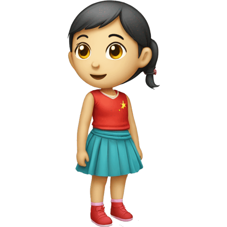 chinese little girl skirt, side view emoji