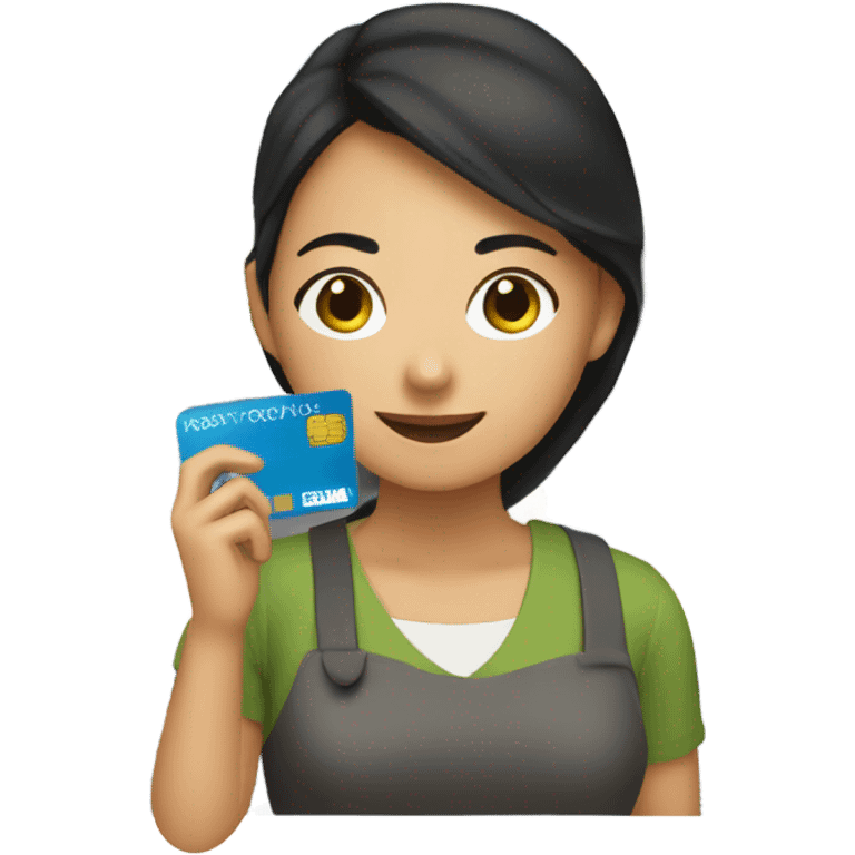 a asian customer who is purchasing with her credit card emoji