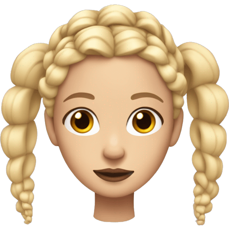 blonde gen z girl with french braids intense make-up, wearing a crown emoji