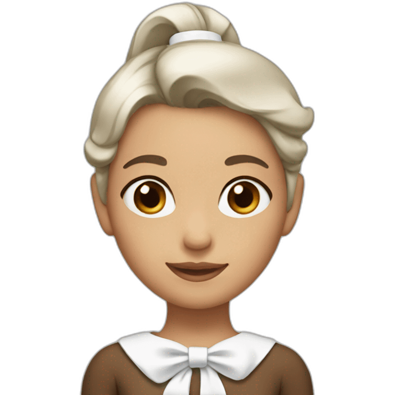 Girl with brown ponytail and white hairbow emoji