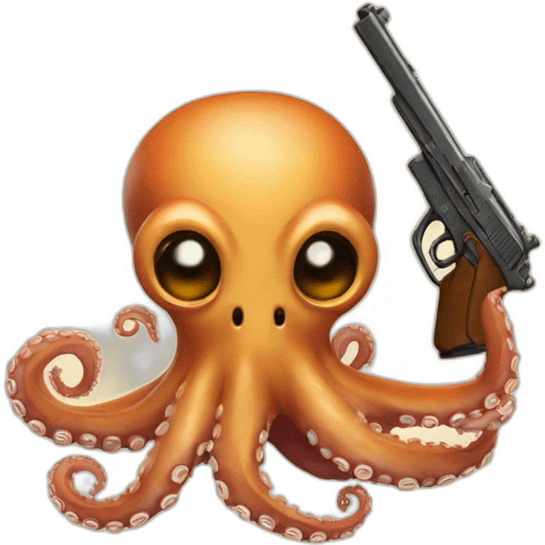 Octopus with a gun and a beer emoji