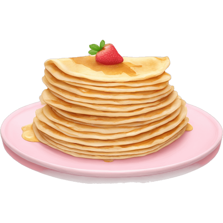 Crepes stacked on a light pink porcelain plate emoji