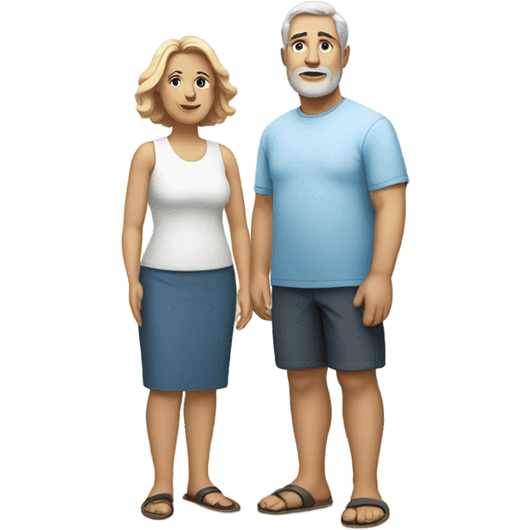 White heavyset middle-aged couple on the beach emoji