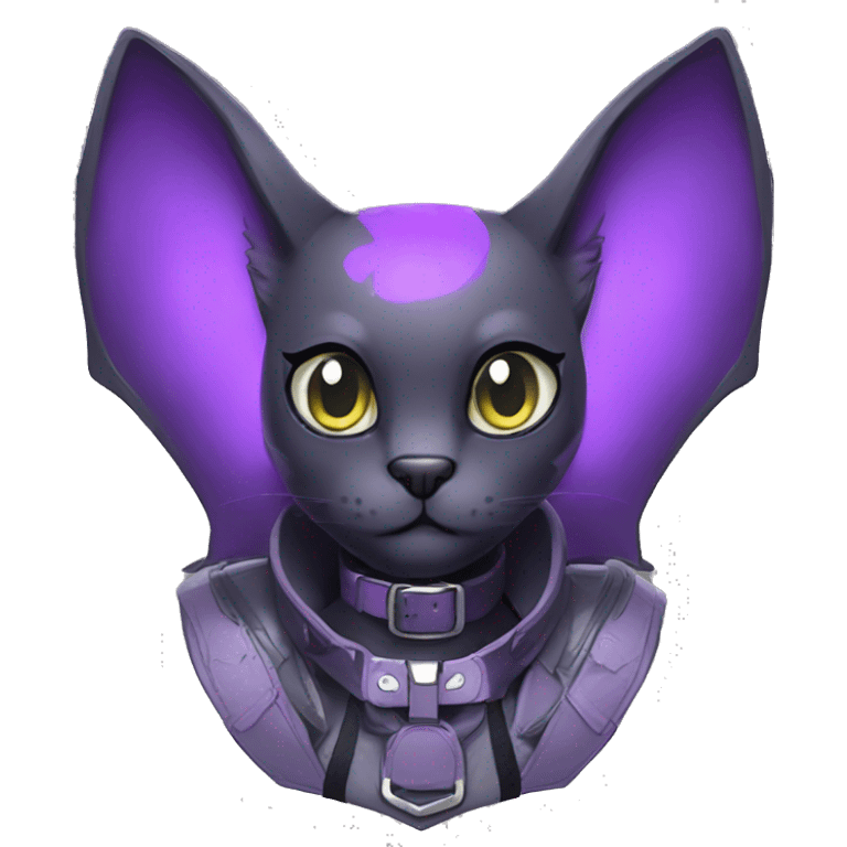 cool cute pretty black techwear grey Purple ethereal fantasy nargacuga-bat-cat-Fakemon collar harness emoji