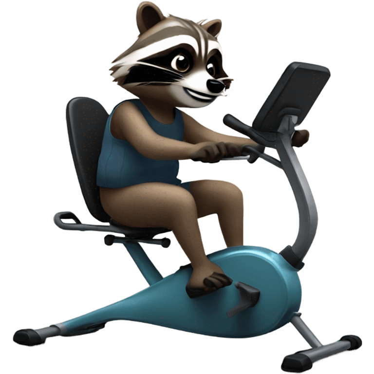 Raccoon riding a recumbent bike emoji