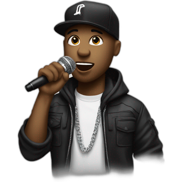 rapper with microphone emoji