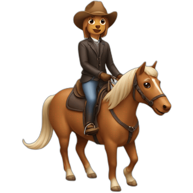 a dachshund riding a horse emoji