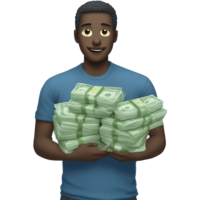 A blue skin colour anime man with money  emoji