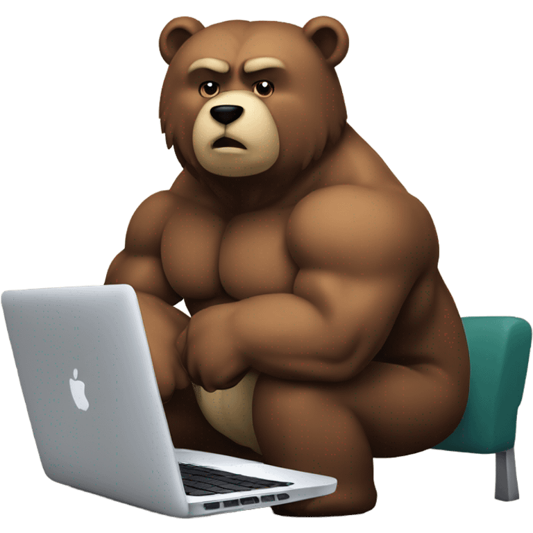 muscle bear with macbook emoji