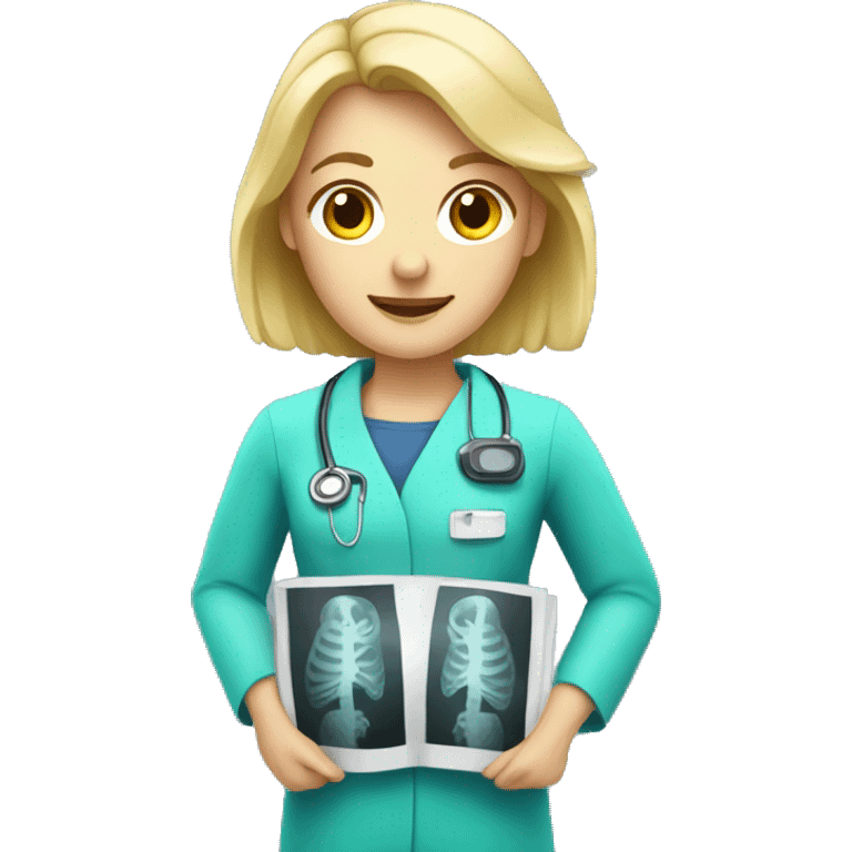 Blonde radiographer with X-ray  emoji