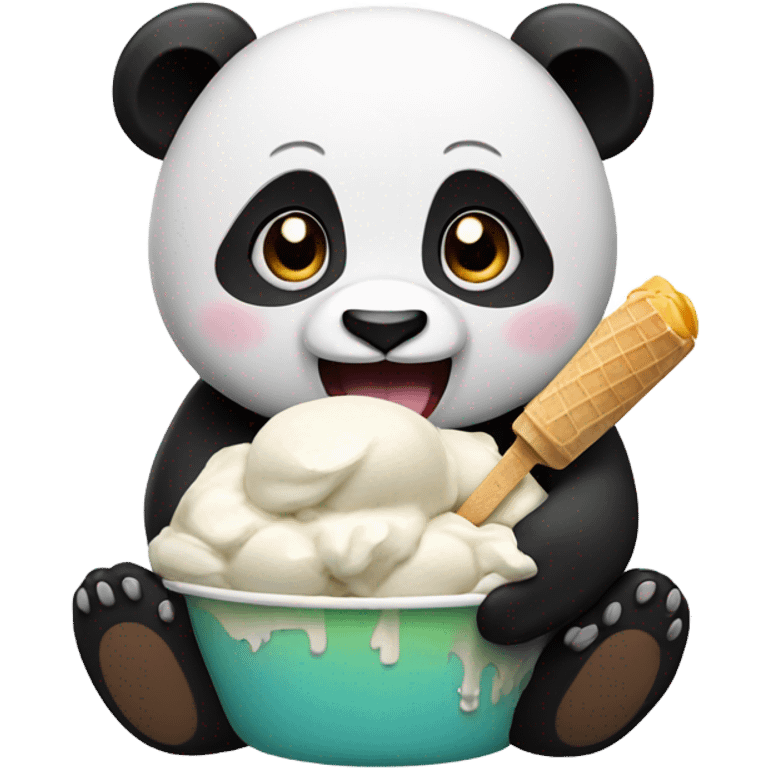 Panda eating ice cream emoji