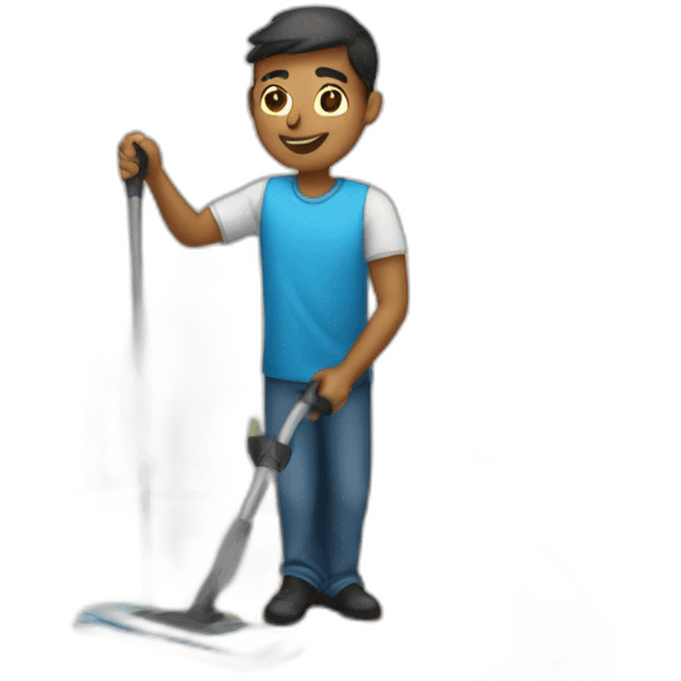 A man cleaning a hostel dorm emoji