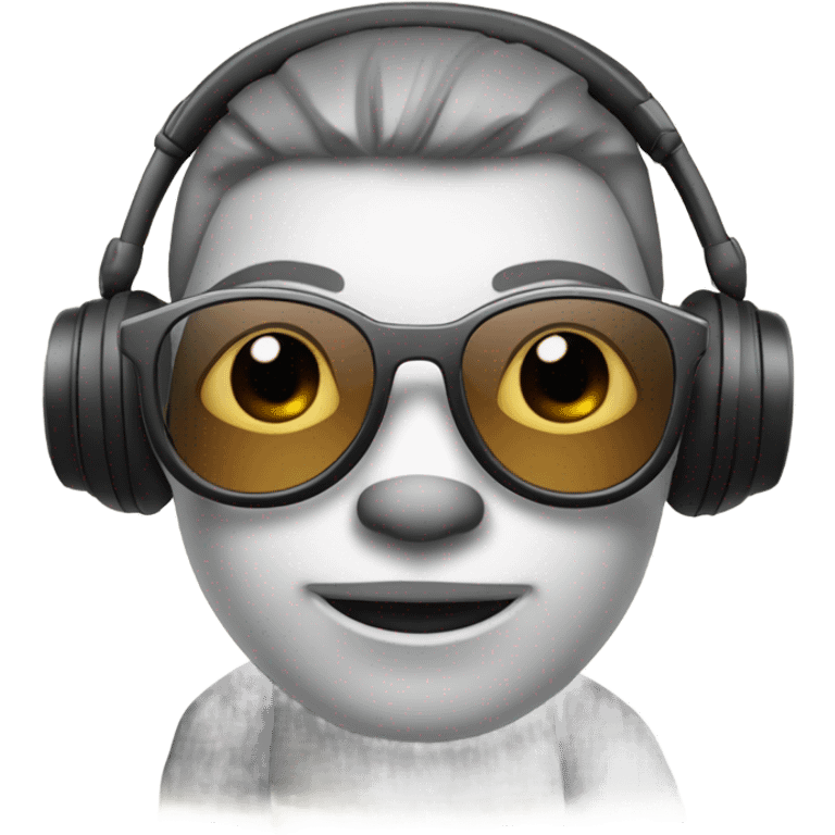 Mapache creativo con audífonos modernos y lentes tecnológicos emoji