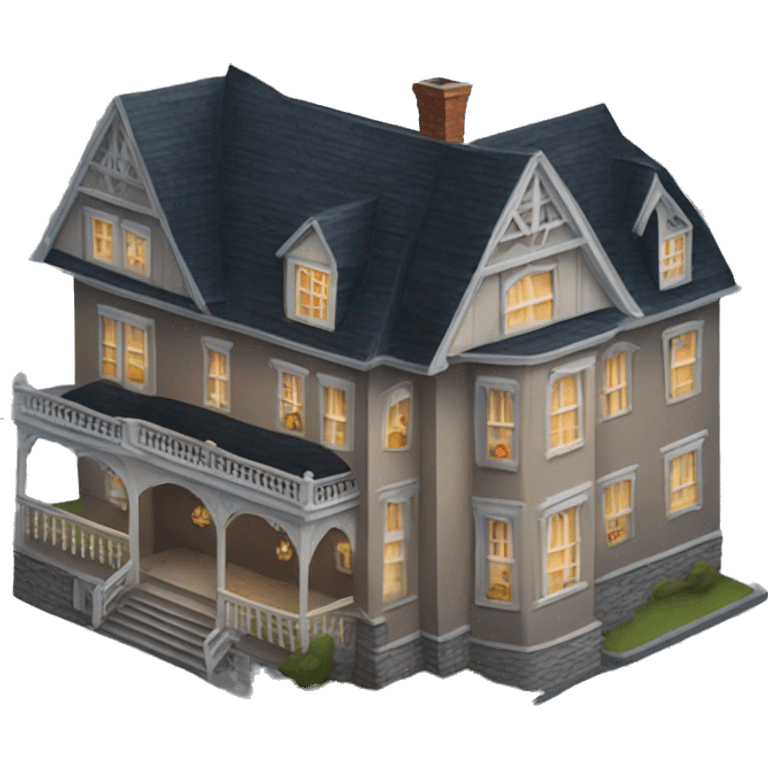 Haunted manor hotel with attached garage on the side  emoji