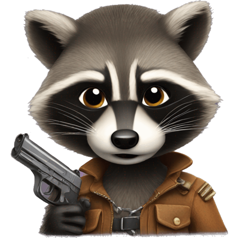 Raccoon with pistol emoji