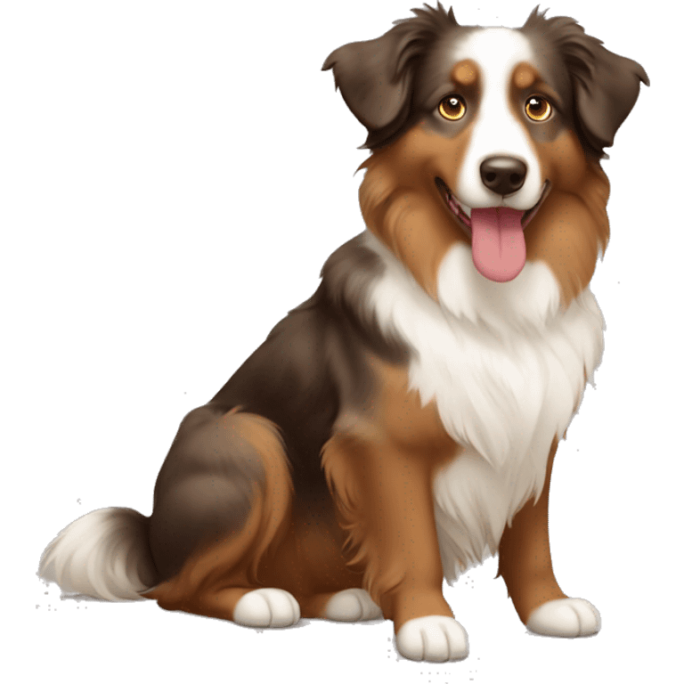 australian shepherd Brown and light brown sitting up emoji