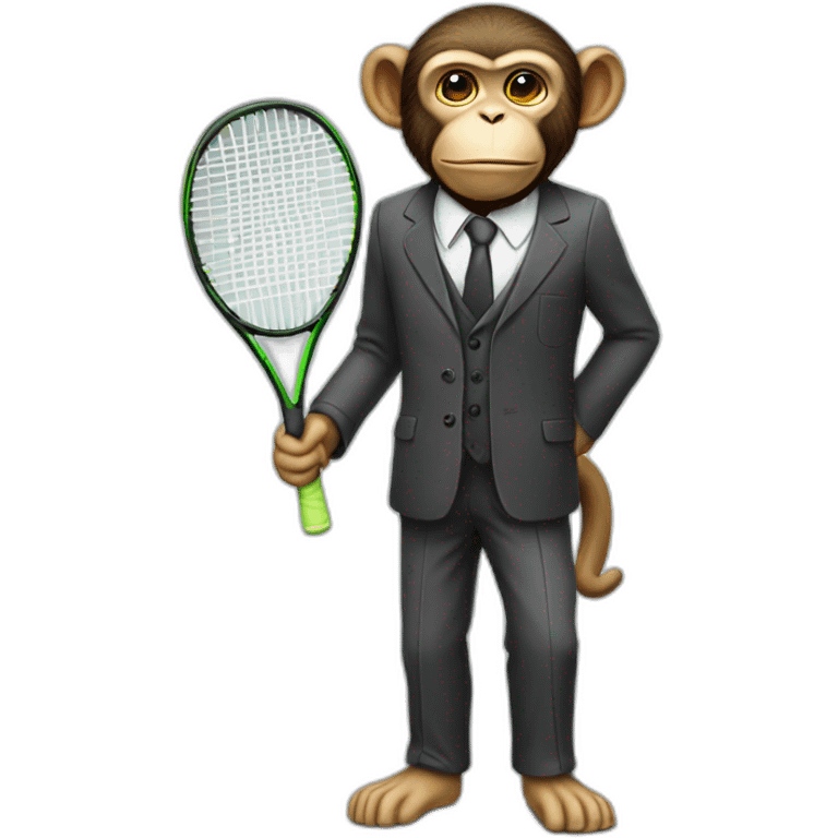 monkey professor with suit playing tennis emoji