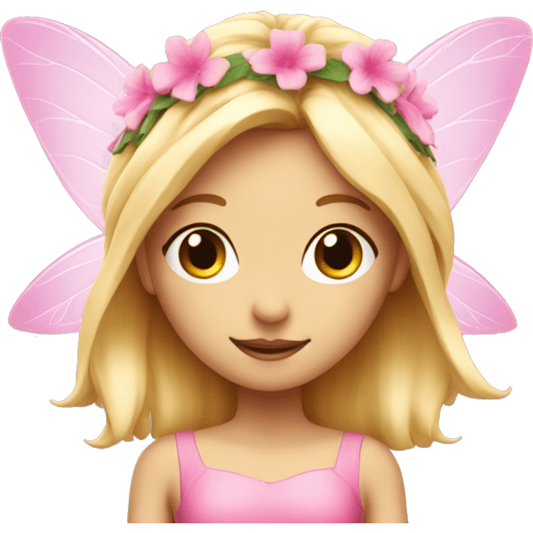 Pink fairy with blond hair on a flower emoji