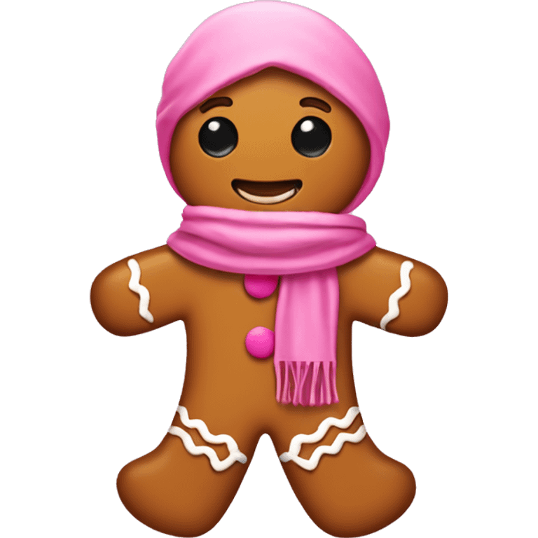 gingerbread man with a pink scarf emoji