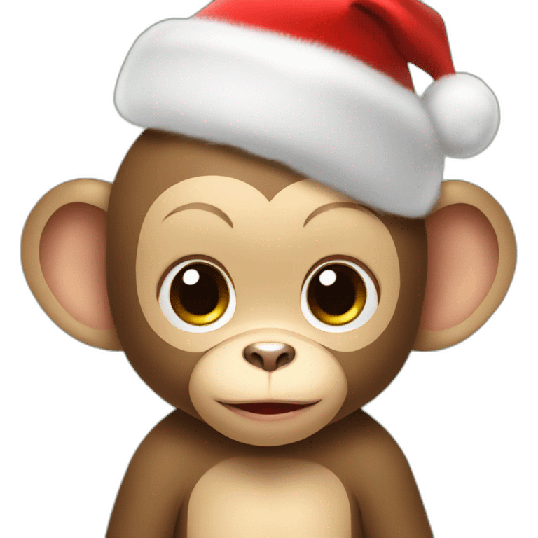 baby monkey with a christmas hat emoji