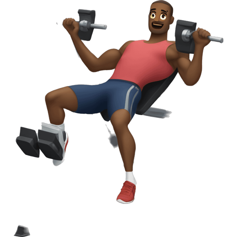 "A man using a leg press machine in a modern gym, pushing weights with his legs, wearing athletic clothes." emoji