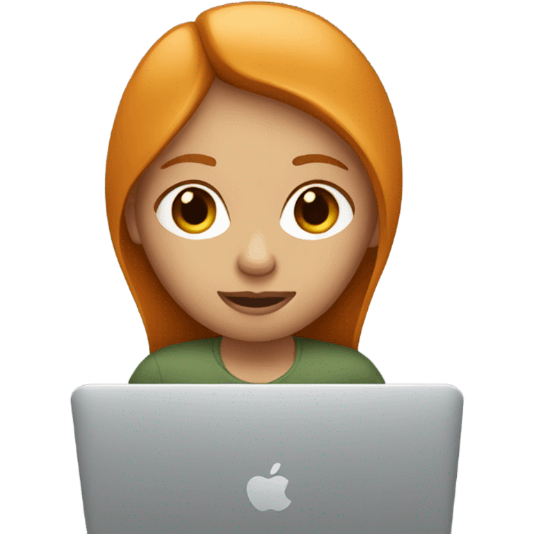 Ginger straight hair Girl working on MacBook  emoji