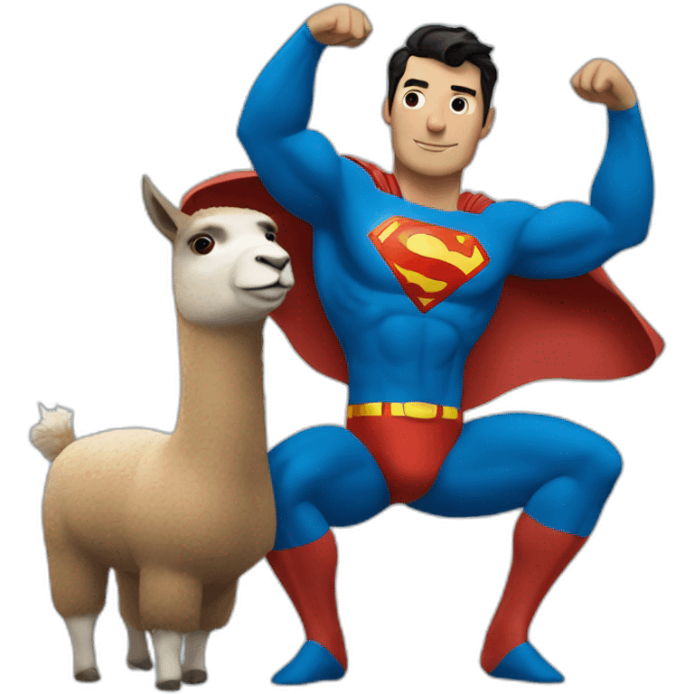 Superman lifting up a Llama emoji