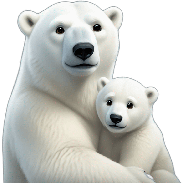 a polar bear cub with her cub emoji