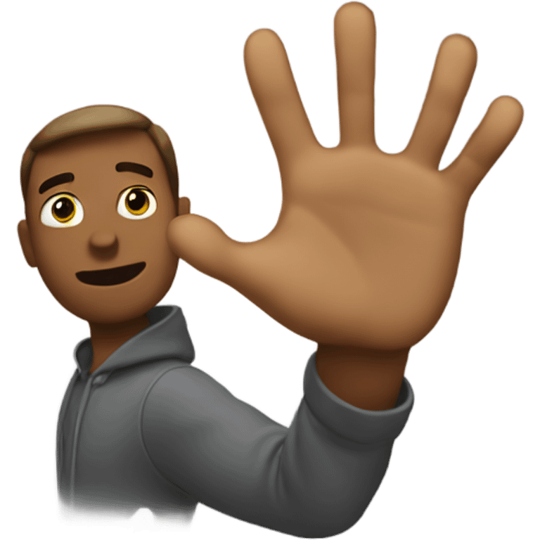 Emoji guy doing "bruh" hand emoji