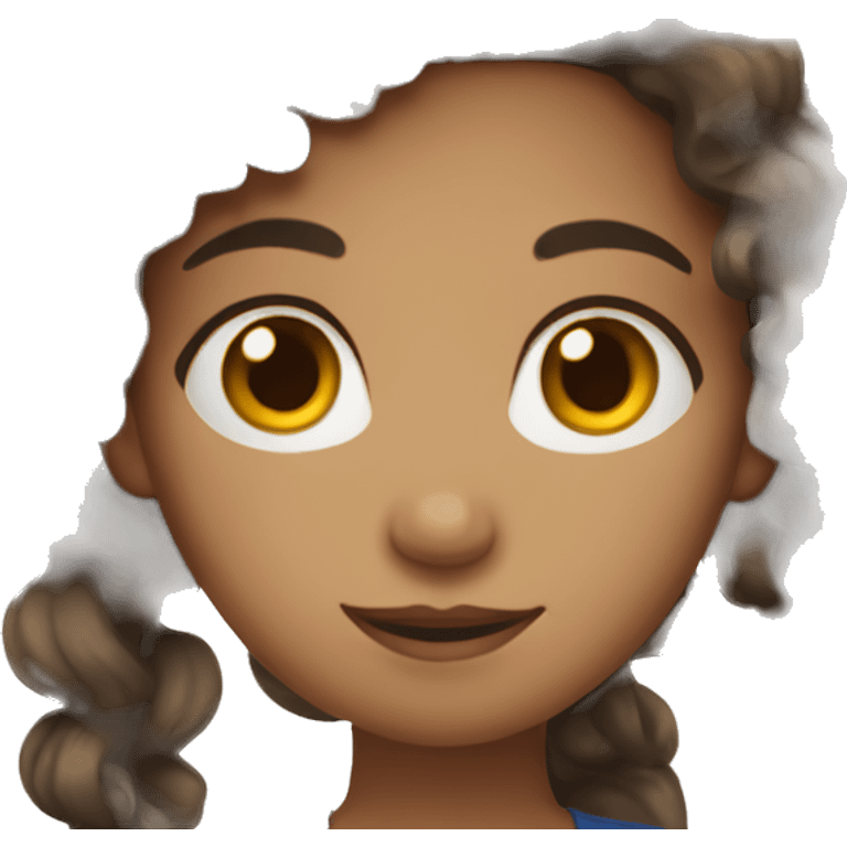 fair skin girl emoji with long dark curly hair emoji