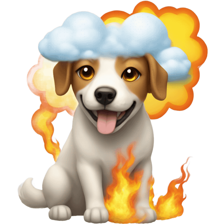 Cloud dog with sun eating fire emoji