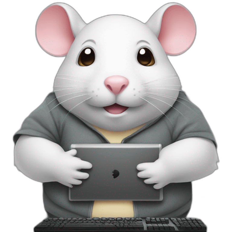 Fat Rat playing computer video games emoji